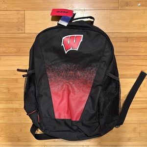 Foco Wisconsin Badgers Logo Black Red Backpack School Work Laptop